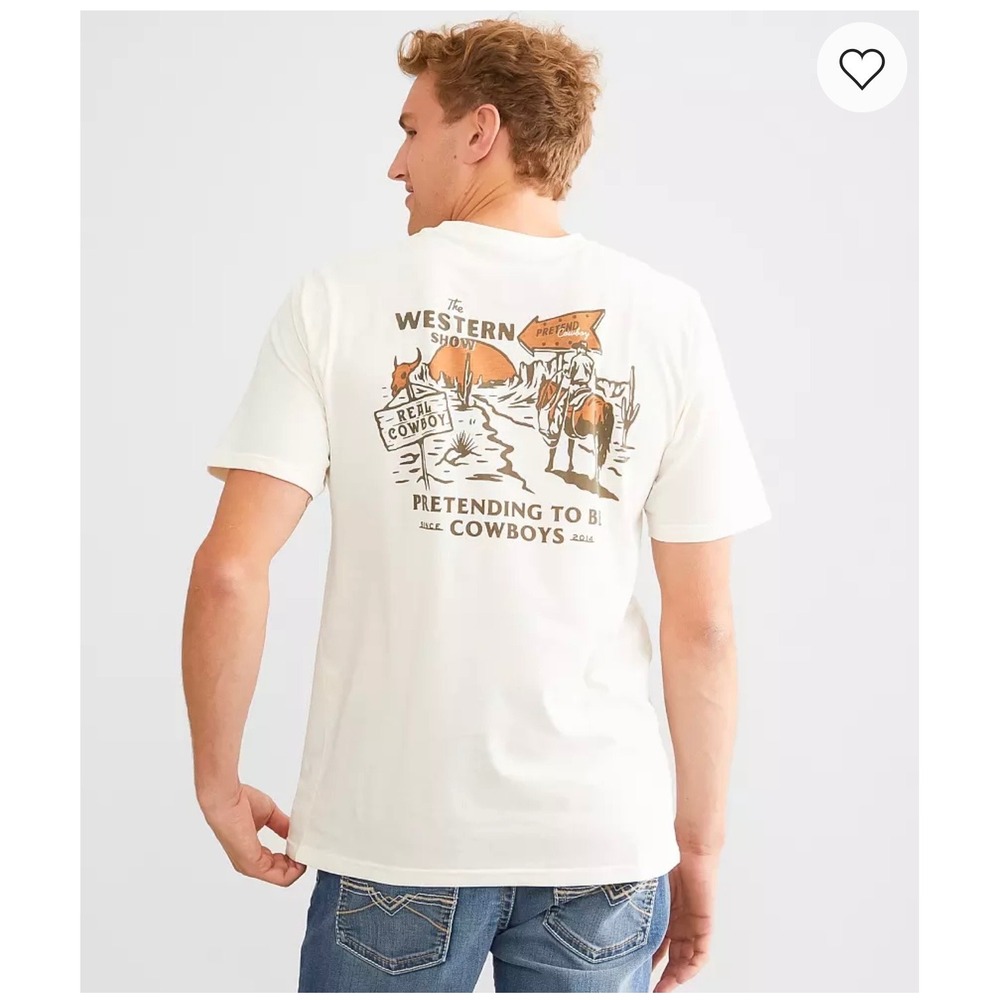 Sendero Provisions Co Mens Western Show Cowboy Graphic Tee Cream Off White Large